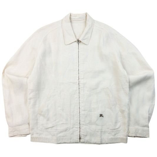 Vintage 90s Burberry Zip Up Linen Jacket Womens Size S | Small, Cream