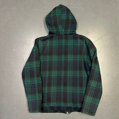 Takeo Kikuchi Plaid Hoodie In Green With Fur Hood  ( L )