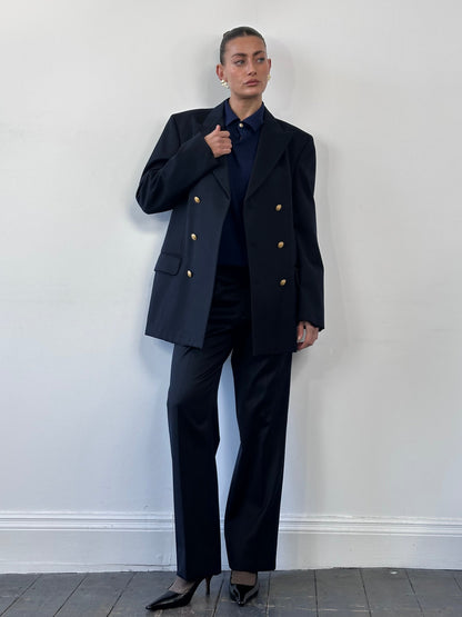 Vintage Bespoke Button Wool Double Breasted Blazer - 42L/L
