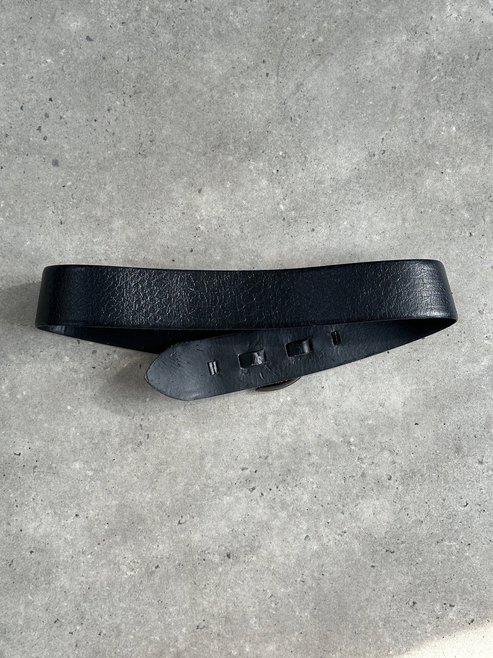 Vintage 1990s Leather Chunky D Ring Belt - W35-38