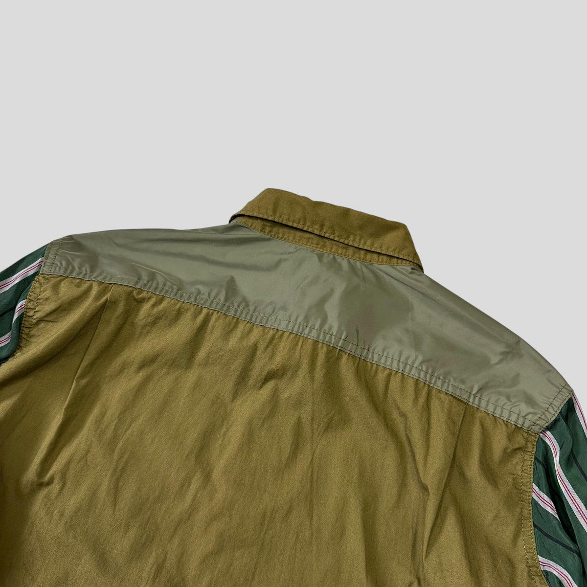 Comme Des Garçons Homme 2009 Rayon Sleeved Panelled Shirt - M | Khaki