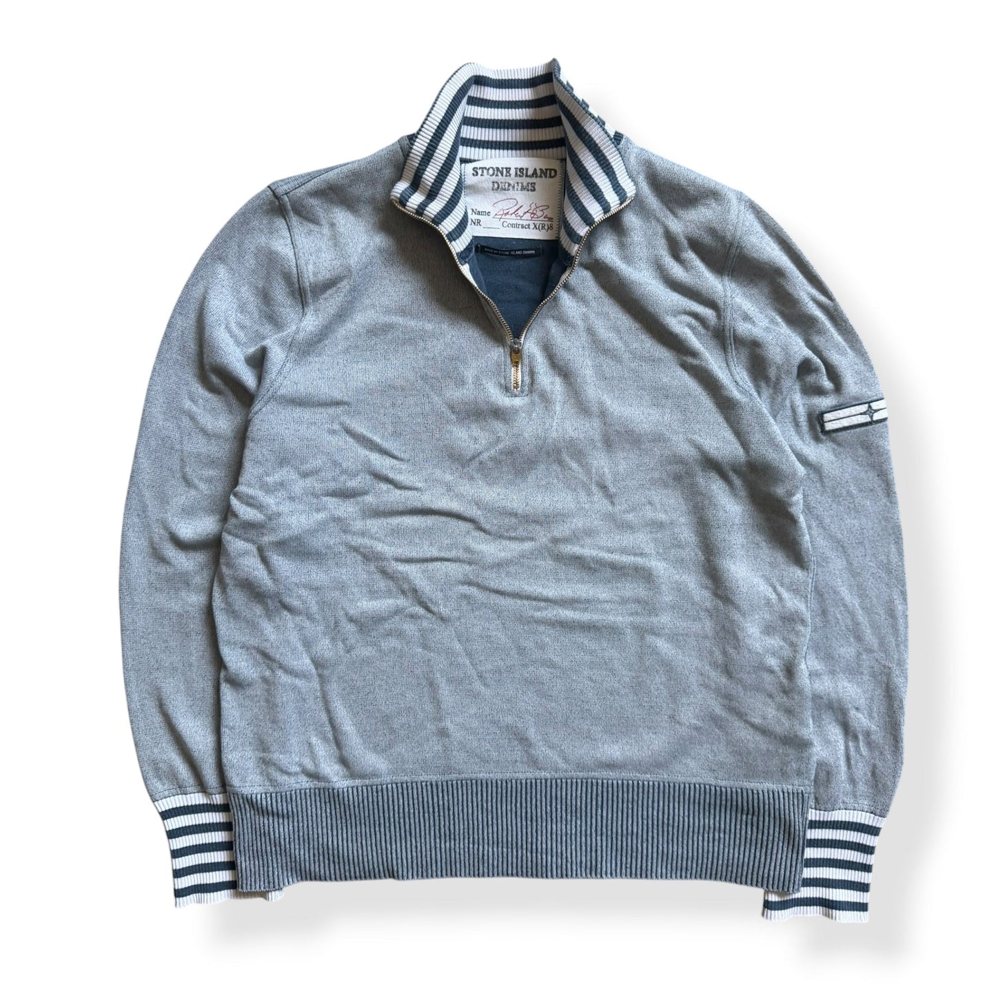 SS2008 Stone Island Denims Striped 1/4 Zip (L) | Large, Multicoloured
