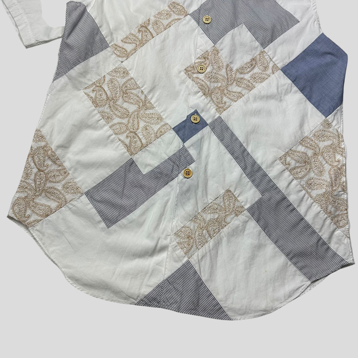 Comme Des Garçons Homme 2003 Patchwork Metallic Embroidered Shirt - M | Medium, Multicoloured