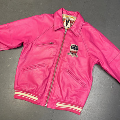 Avirex Icon Leather Jacket  In Pink (XL) | XL, Pink