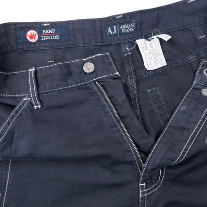 Vintage 2000s Armani Jeans Lightweight Hemp Trousers Size W33 | W33, Navy