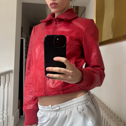 Y2K Leather Jacket | Red, Red