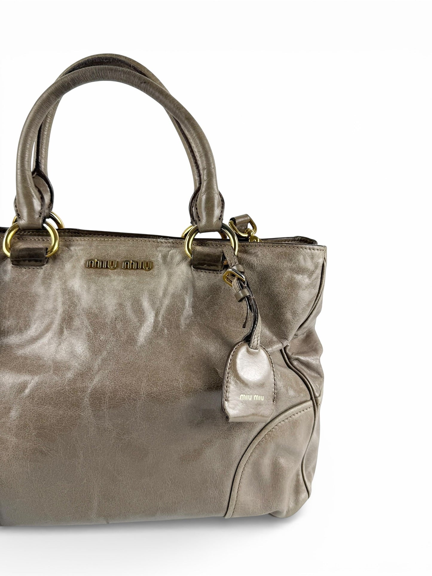 2010s Miu Miu Vitello Shine 2Way Tote Bag | O/S, Gold