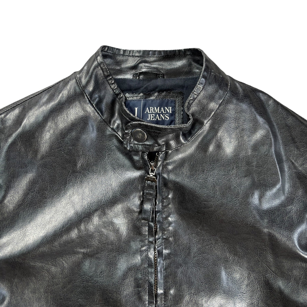 Armani Jeans 00’s Cropped Faux Leather Jacket M | Medium, Black