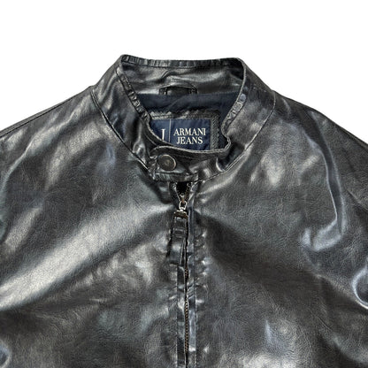 Armani Jeans 00’s Cropped Faux Leather Jacket M | Medium, Black