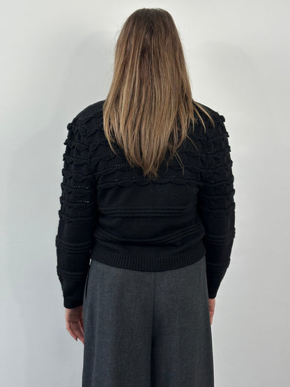 Vintage 1990s Pure Wool Knitted Cardigan - M