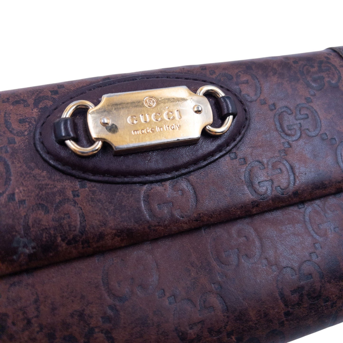 Vintage 2000s Gucci Monogram Leather Purse | O/S, Brown