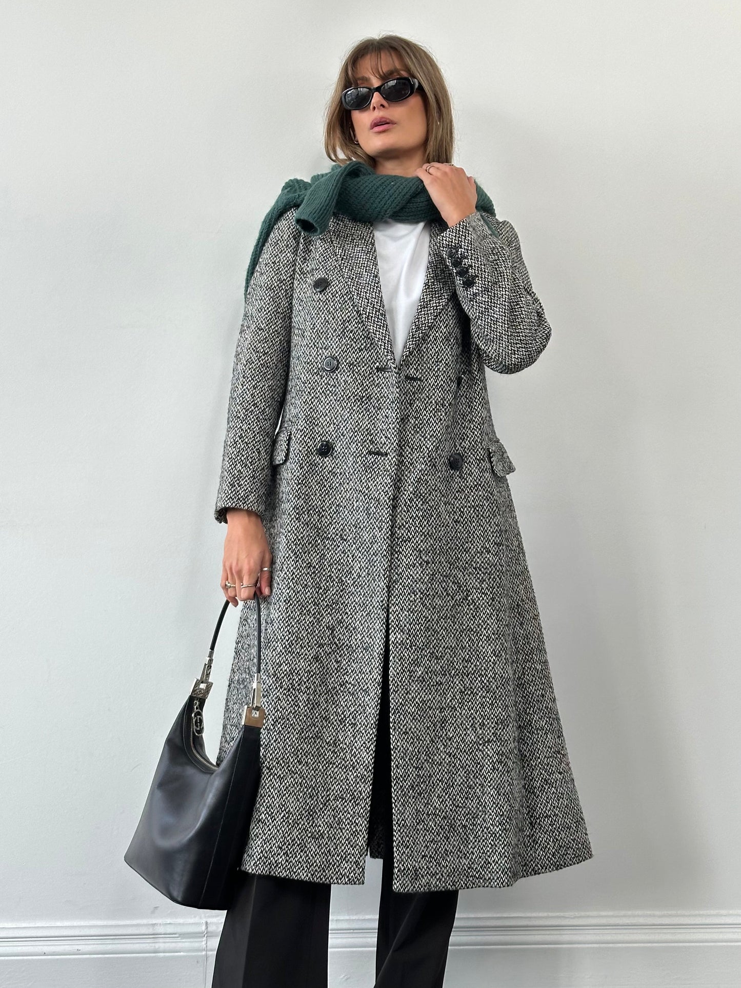 MAX&Co Wool Blend Tweed Double Breasted Coat - M