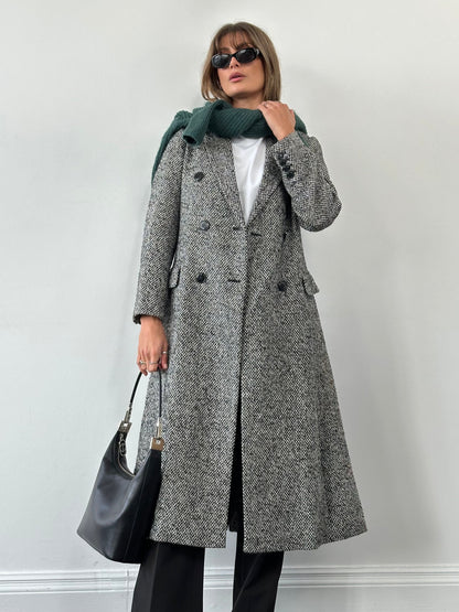 MAX&Co Wool Blend Tweed Double Breasted Coat - M