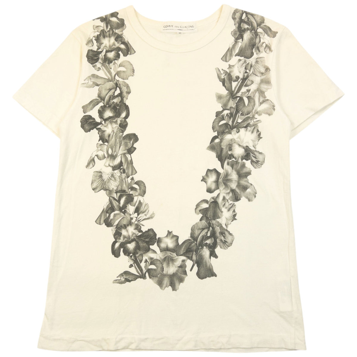 Vintage Comme Des Garçons Hawaiian Lei Graphic T Shirt Size S | Small, Grey