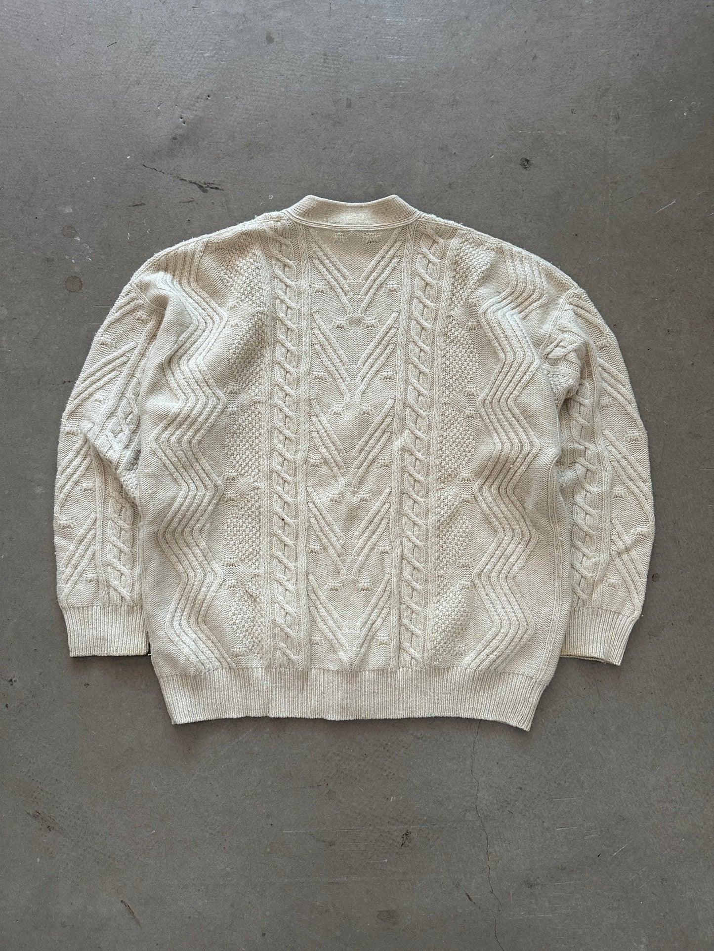 1980's Valentino Cable Knit Cardigan - L | Large, Red