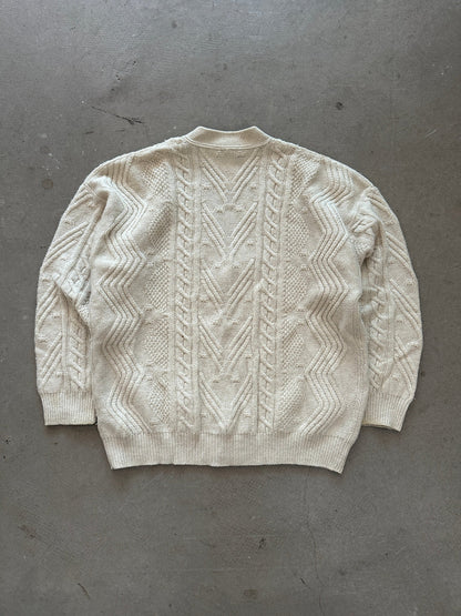 1980's Valentino Cable Knit Cardigan - L | Large, Red