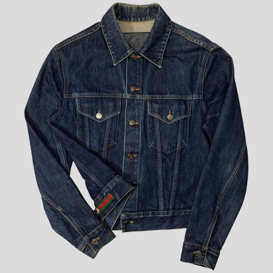 Gucci by Tom Ford 00’s Web Stripe Boxy Denim Mens Jacket - IT46 | O/S, Blue
