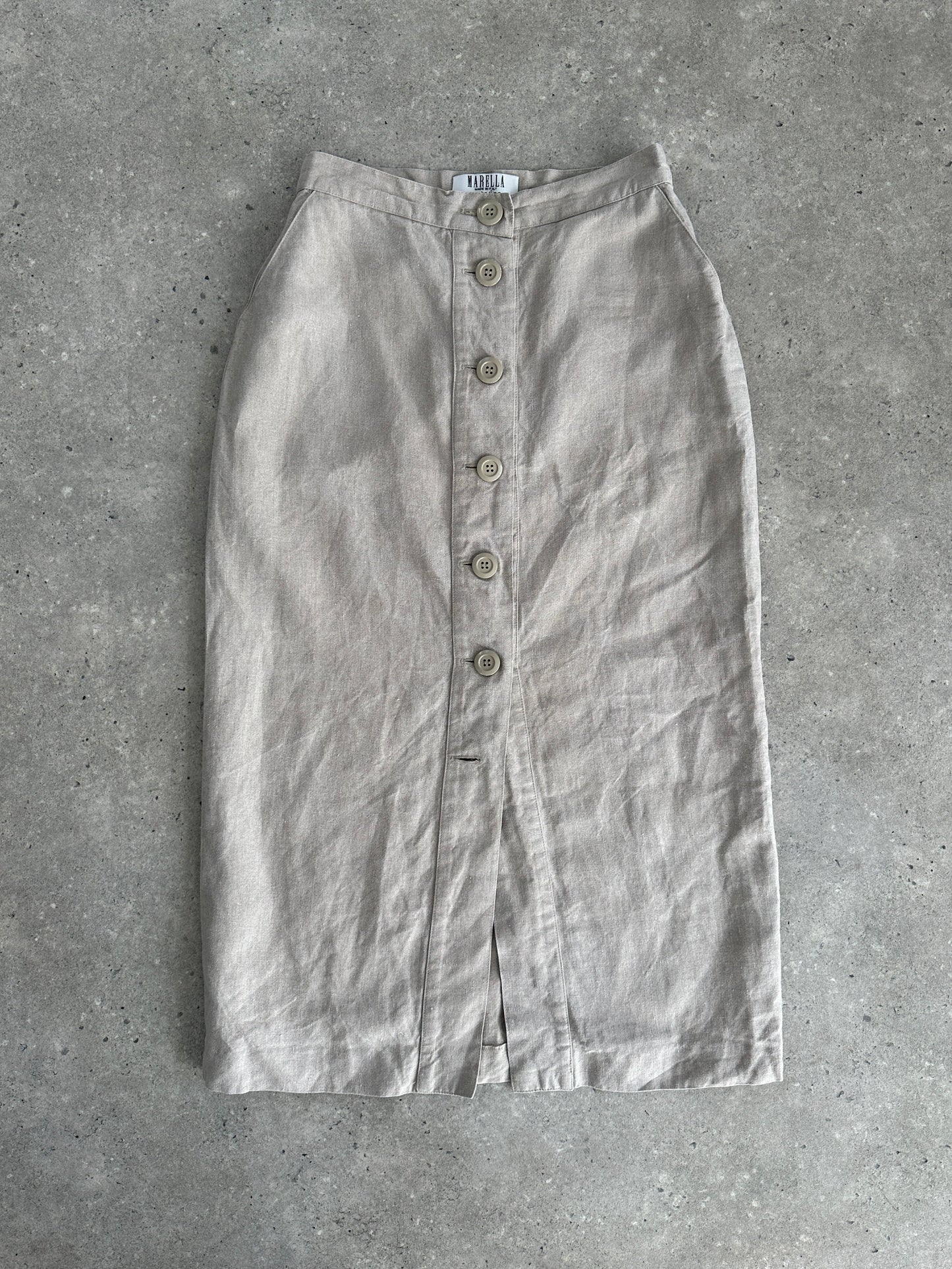 Marella Pure Linen Midi Skirt - W26