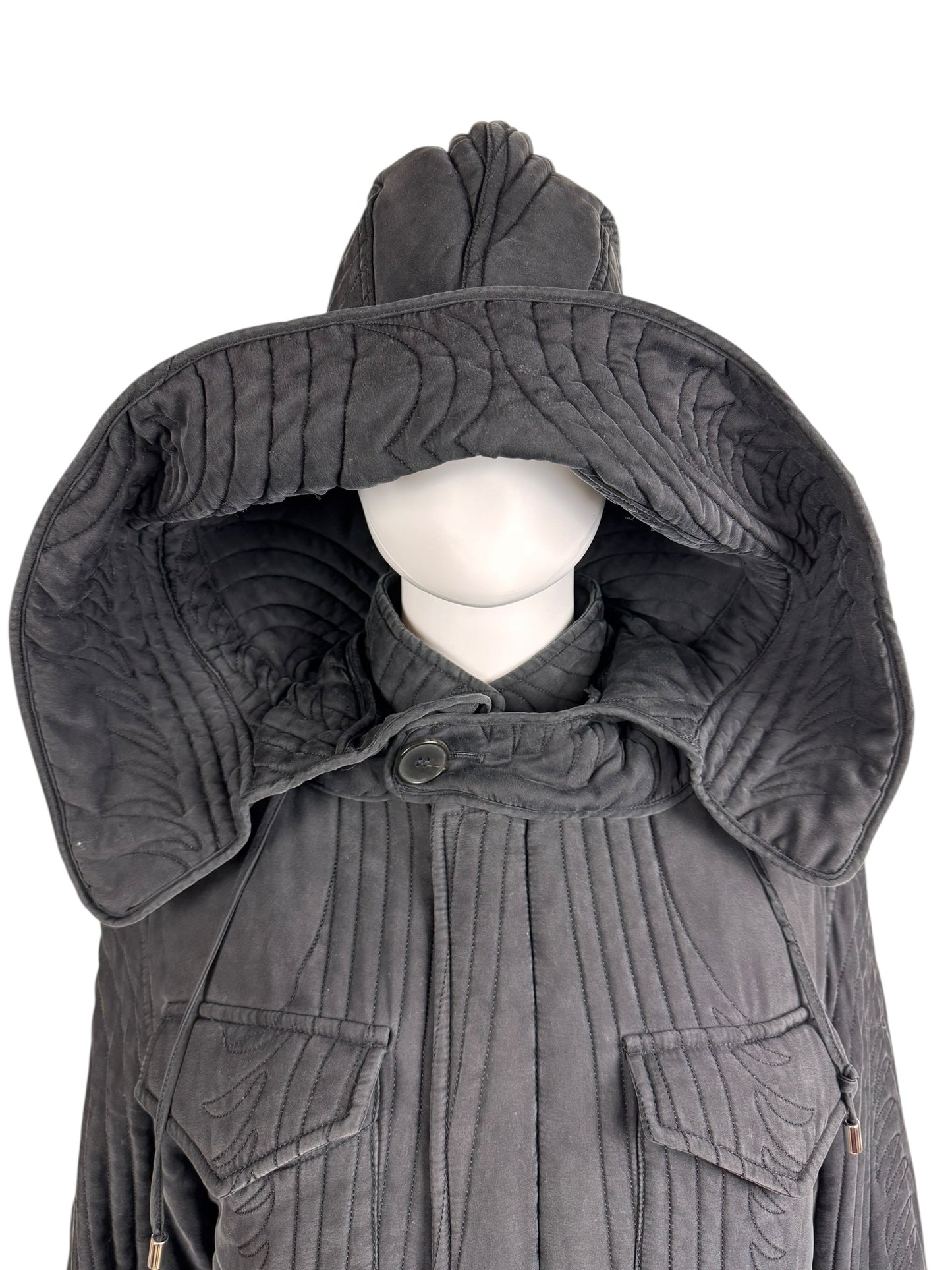 Alexander McQueen c.F/W 2007 silk parka coat | Grey, Multicoloured