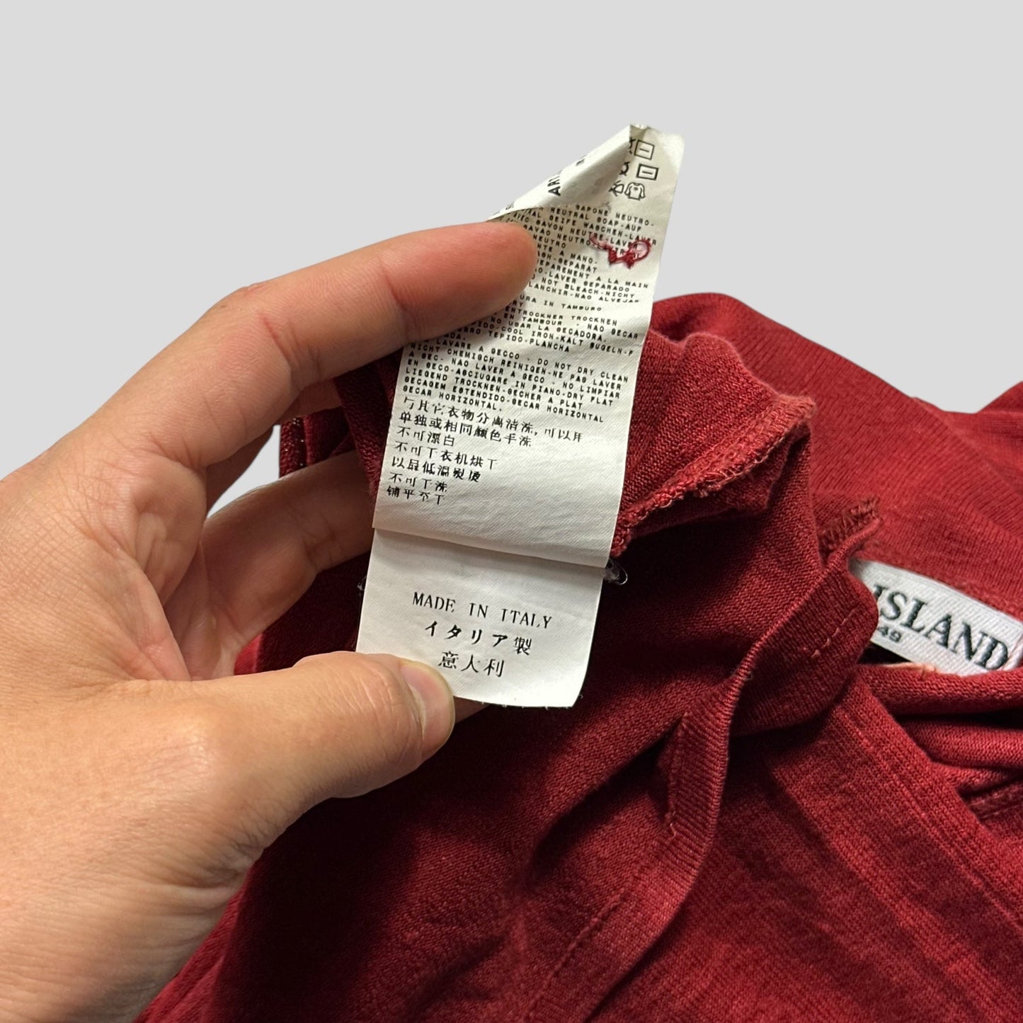 Stone Island 2010 Blood Red Flax & Silk Lightweight Knit - L | Default Title, Red
