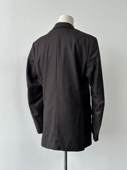Loro Piana 1990s Striped Wool Single Breasted Blazer - 38R