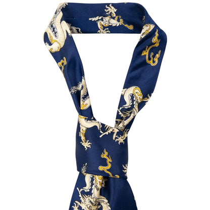 Vintage 90s Giorgio Armani Cravatte Dragon Silk Tie | O/S, Blue