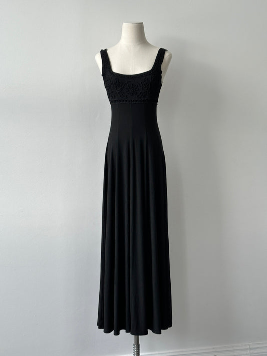 Vintage 1990s Corset Back Floor Length Dress - S-M