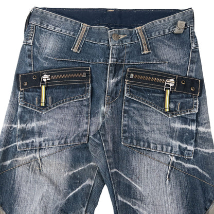 Vintage 2000s PPFM Multi Zip Denim Jeans Size W30 | W30, Multicoloured