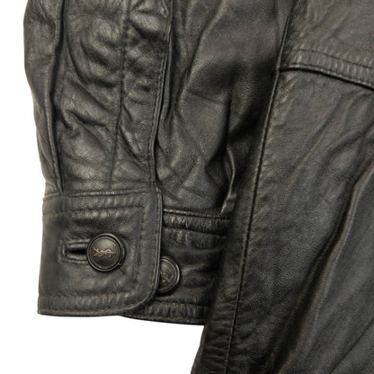 Vintage 90s YSL Yves Saint Laurent Fur Collar Leather Jacket Size L | Large, Black