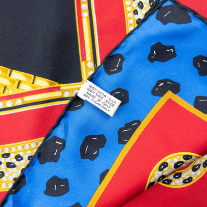 Vintage 90s Cartier Panther Print Silk Scarf | O/S, Black, Blue, Red, Yellow