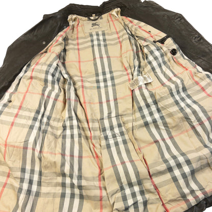 Vintage Burberry Nova Check Lined Belt Waist Leather Trench Jacket Size M | Medium, Brown