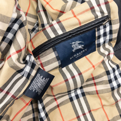 Vintage Burberry Nova Check Lined Leather Jacket Size L