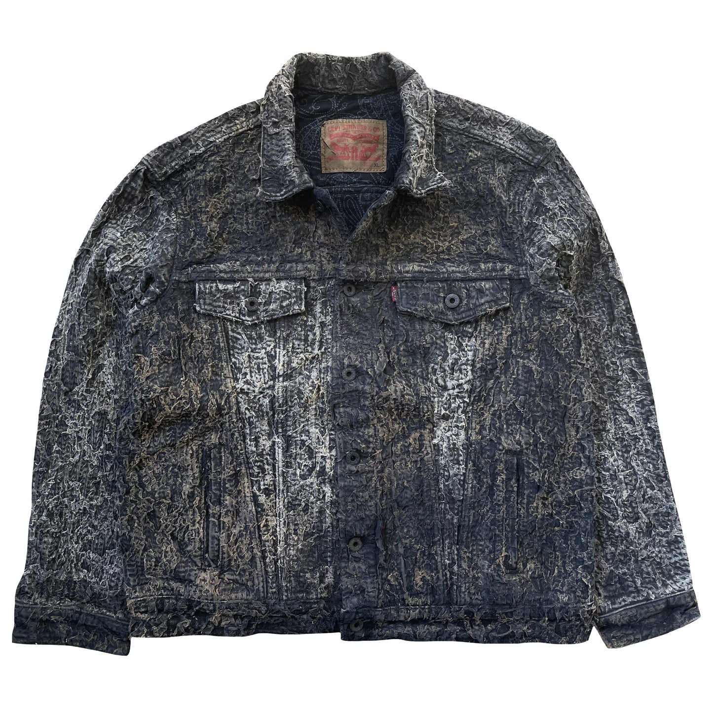 Boro Sashiko Distressed Denim Trucker Jacket - L