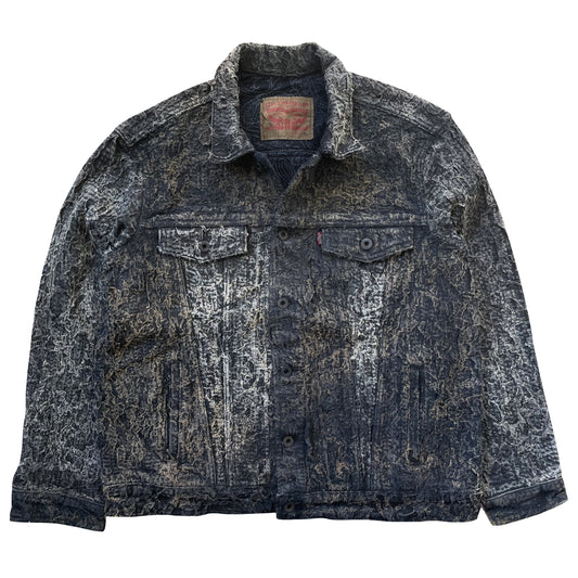 Boro Sashiko Distressed Denim Trucker Jacket - L