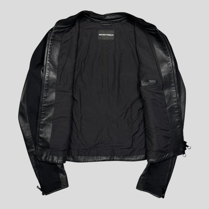 Emporio Armani 2006 Leather Panelled Biker Moto Jacket - IT46 (S)