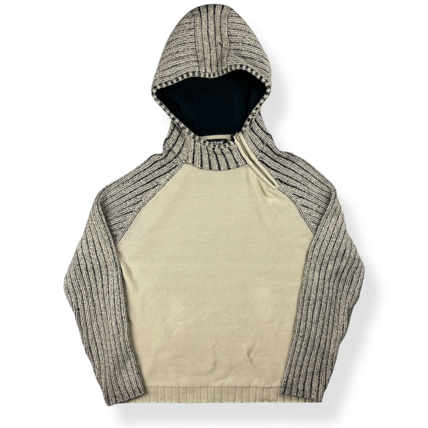 2000's Schott Asymmetric Zip Knitted Balaclava Hoodie (XL) | Default Title, Black