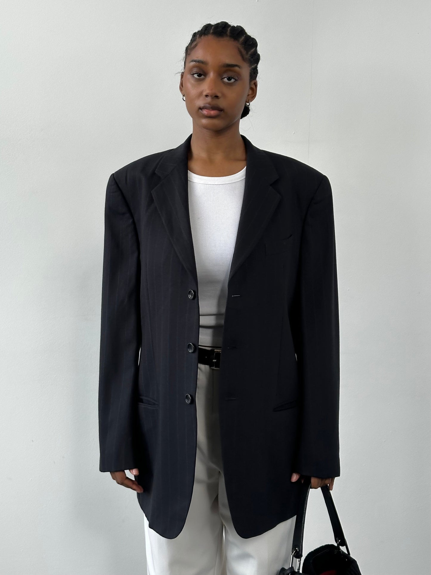 Armani Collezioni 2000s Pure Wool Stripe Single Breasted Blazer - 42R/XL