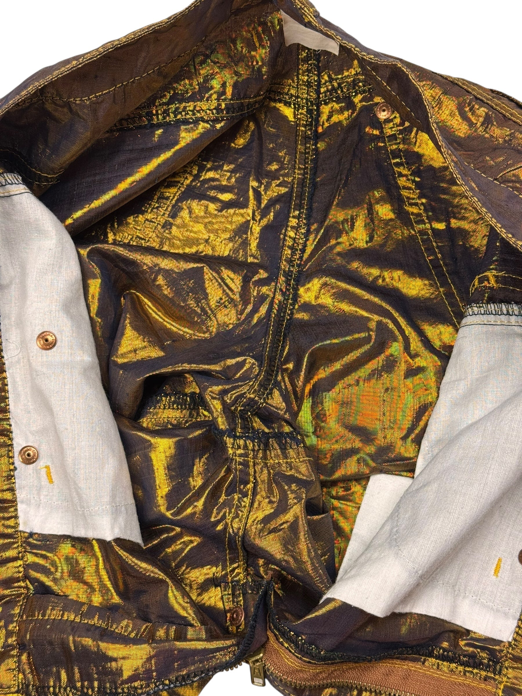 Jean Paul Gaultier c.F/W 1998 gold lamé trousers | 12, Gold