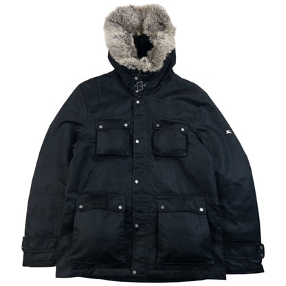 Vintage 2000s Burberry Black Label Nova Check Lined Fur Collar Jacket Size M | Medium, Black