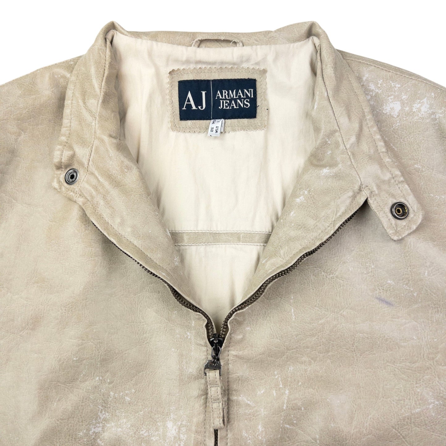 Vintage Armani Jeans Leather Biker Jacket Size M