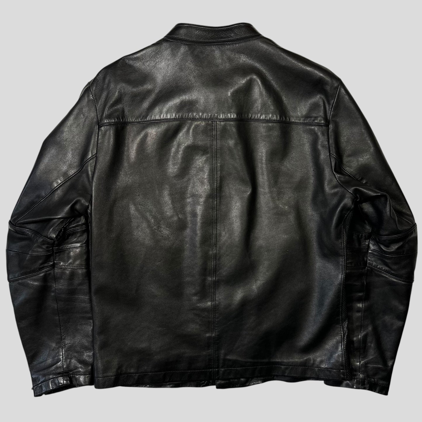 Prada Sport 2006 Leather Perforated Café Racer Logo Jacket - M