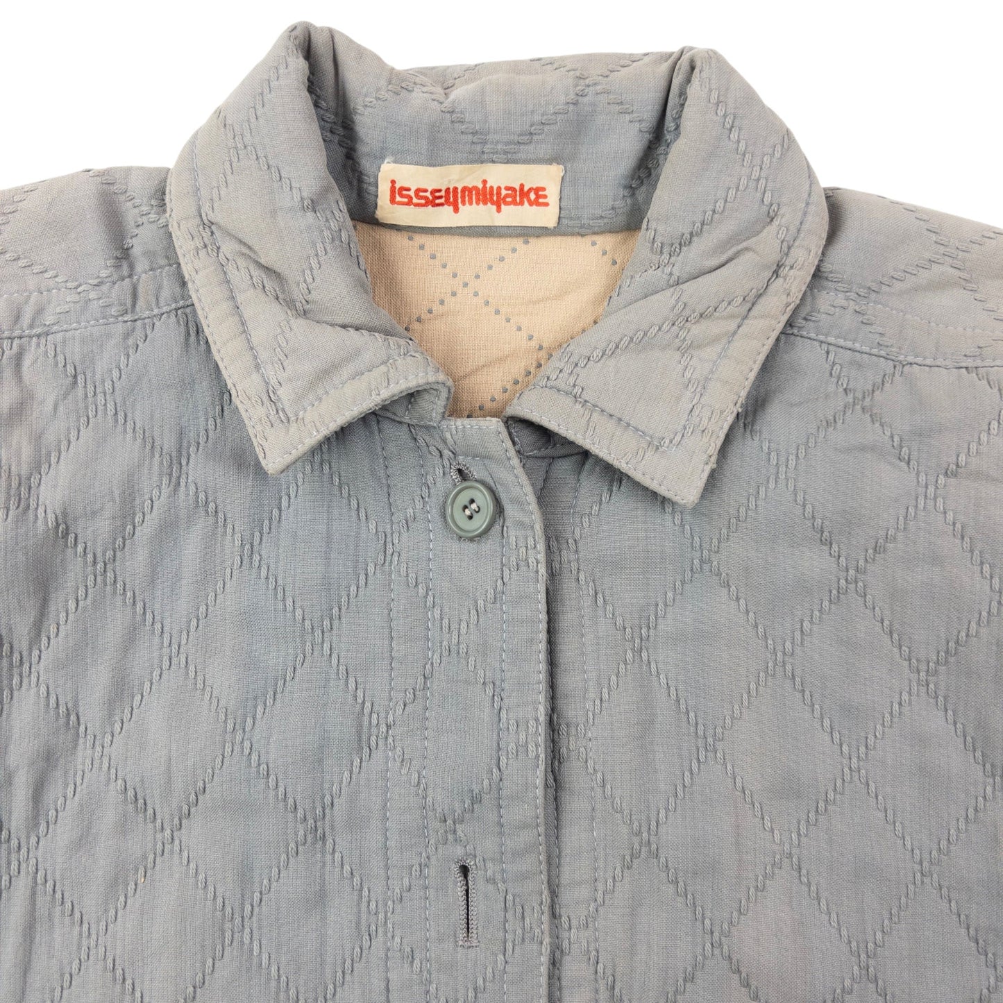 Vintage 80s Issey Miyake Button Up Quilted Jacket Size M | Medium, Grey