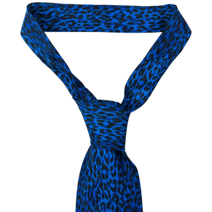 Vintage 90s Gianni Versace Baroque Leopard Print Silk Tie | O/S, Blue