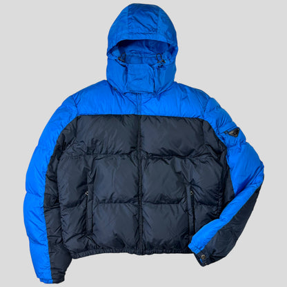 Prada 2012 Plaque Logo Bi-colour Nylon Goose Down Puffer Jacket - IT56 (L/XL) | Default Title, Blue