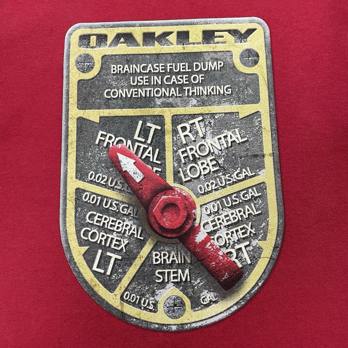Vintage Oakley T-Shirt Brain Case Fuel Dump, Size Small | Oakley, Red