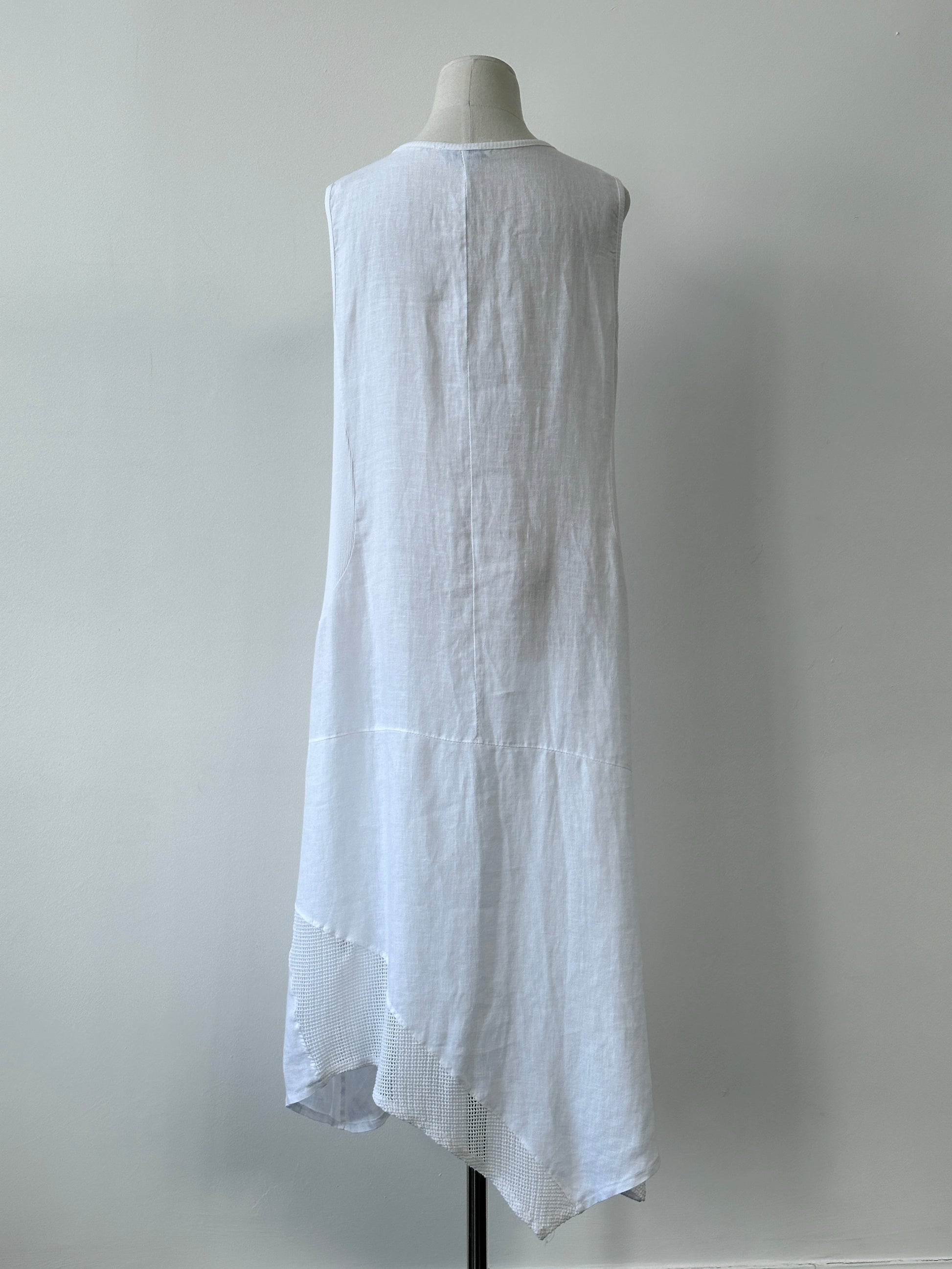 Vintage 2000s Pure Linen Asymmetric Sleeveless Maxi Dress - XL