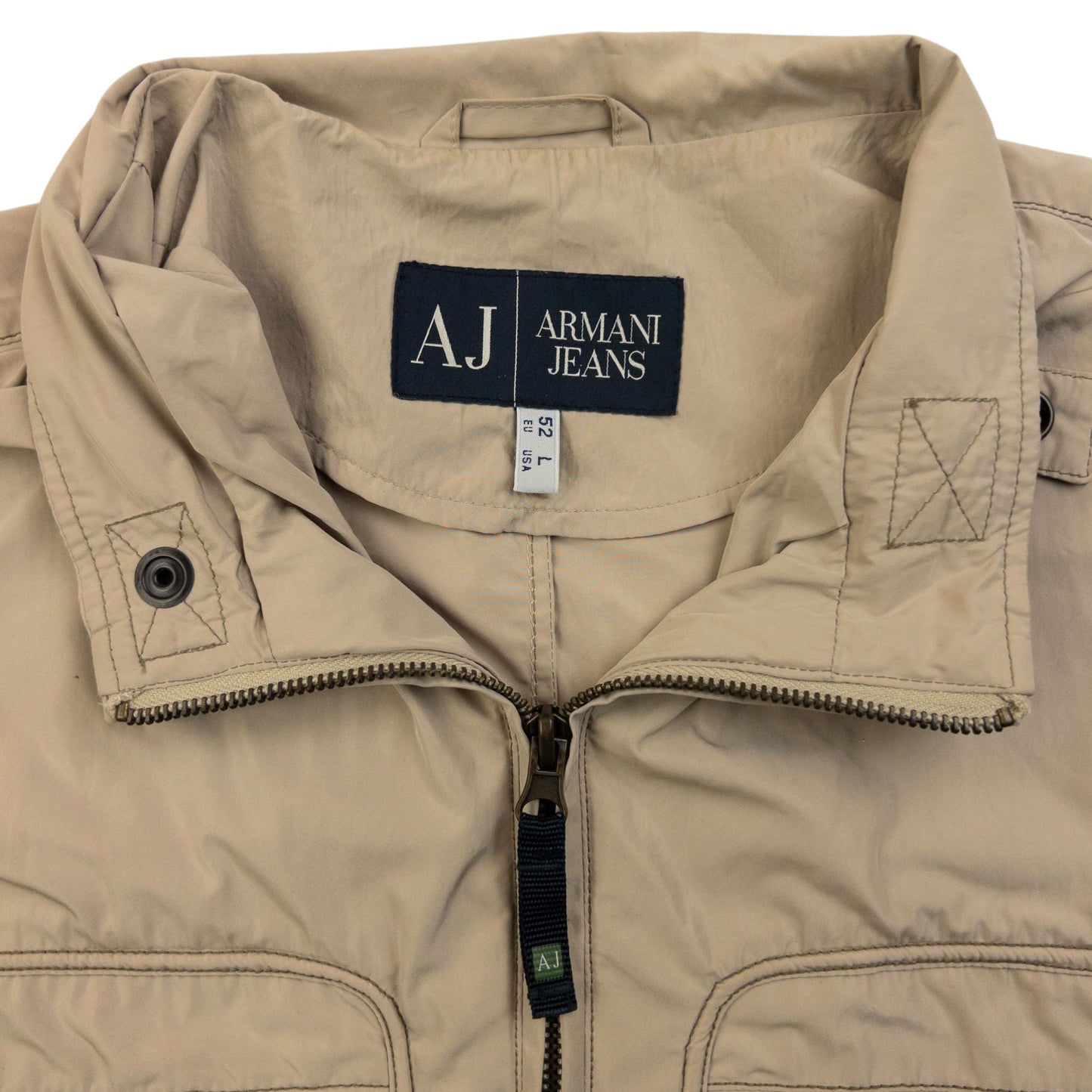 Vintage 2000s Armani Jeans Lightweight Zip Up Jacket Size S | Small, Beige