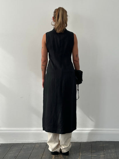 Mani 1990s Pure Linen Sleeveless Floor Length Dress - M