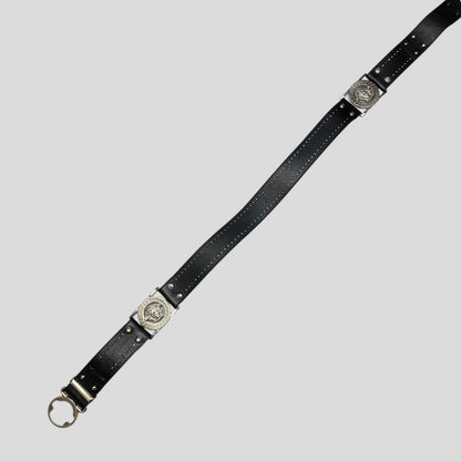 Gianni Versace 90’s Studded Metal Medusa Leather Belt | O/S, Black