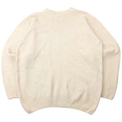 Vintage 90s Burberry Embroidered Wool Knit Jumper Womens Size S | Small, Cream